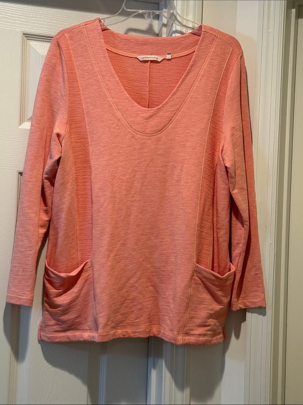 Soft Surroundings Coral Scoop-Neck Tunic Sweatshirt Loungewear French Terry PL